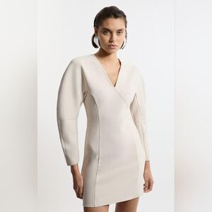 Karen Millen Chic Cream Long Sleeve Dress